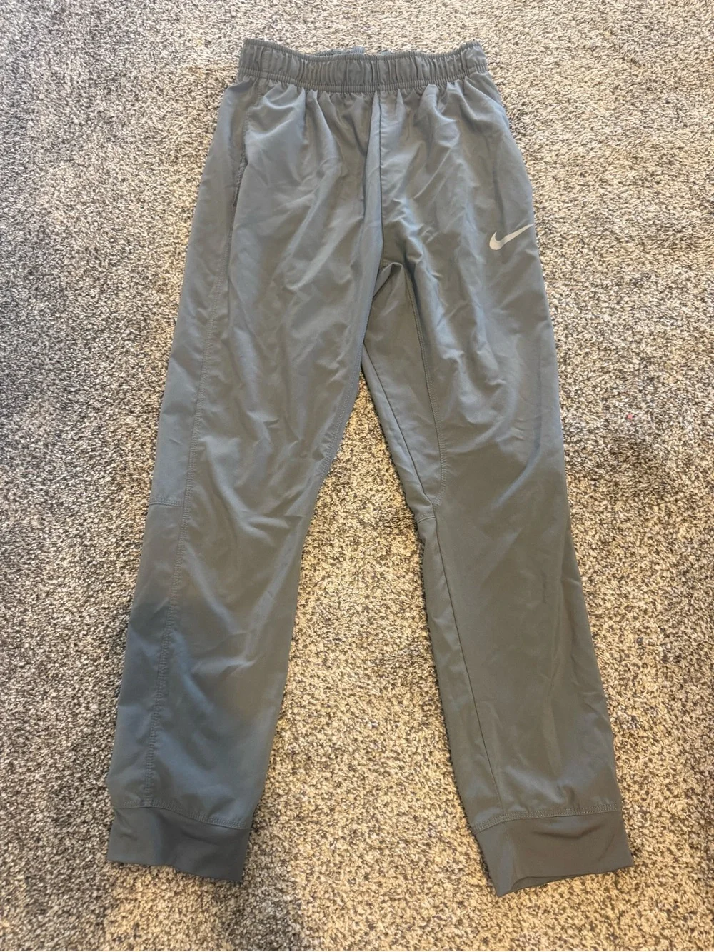 Nike Kids Gray Jogger Sweatpants with White Swoosh